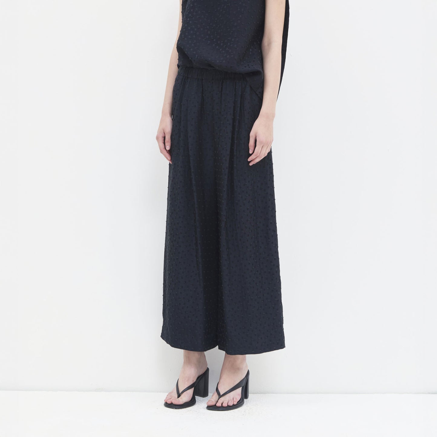 Pima Trouser in Black Petrol Dot