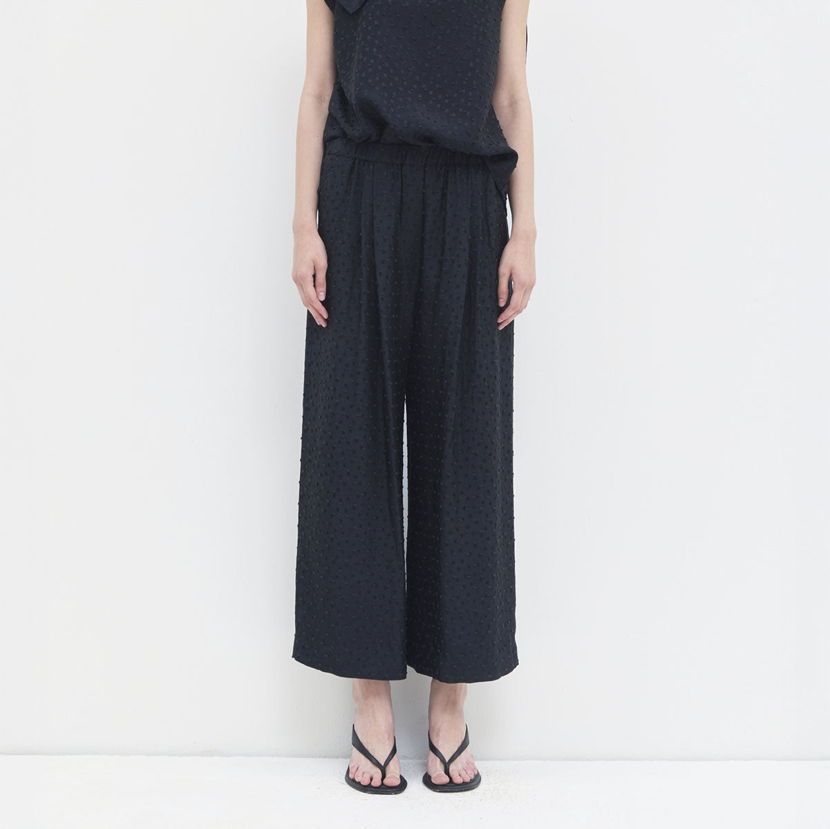 Pima Trouser in Black Petrol Dot