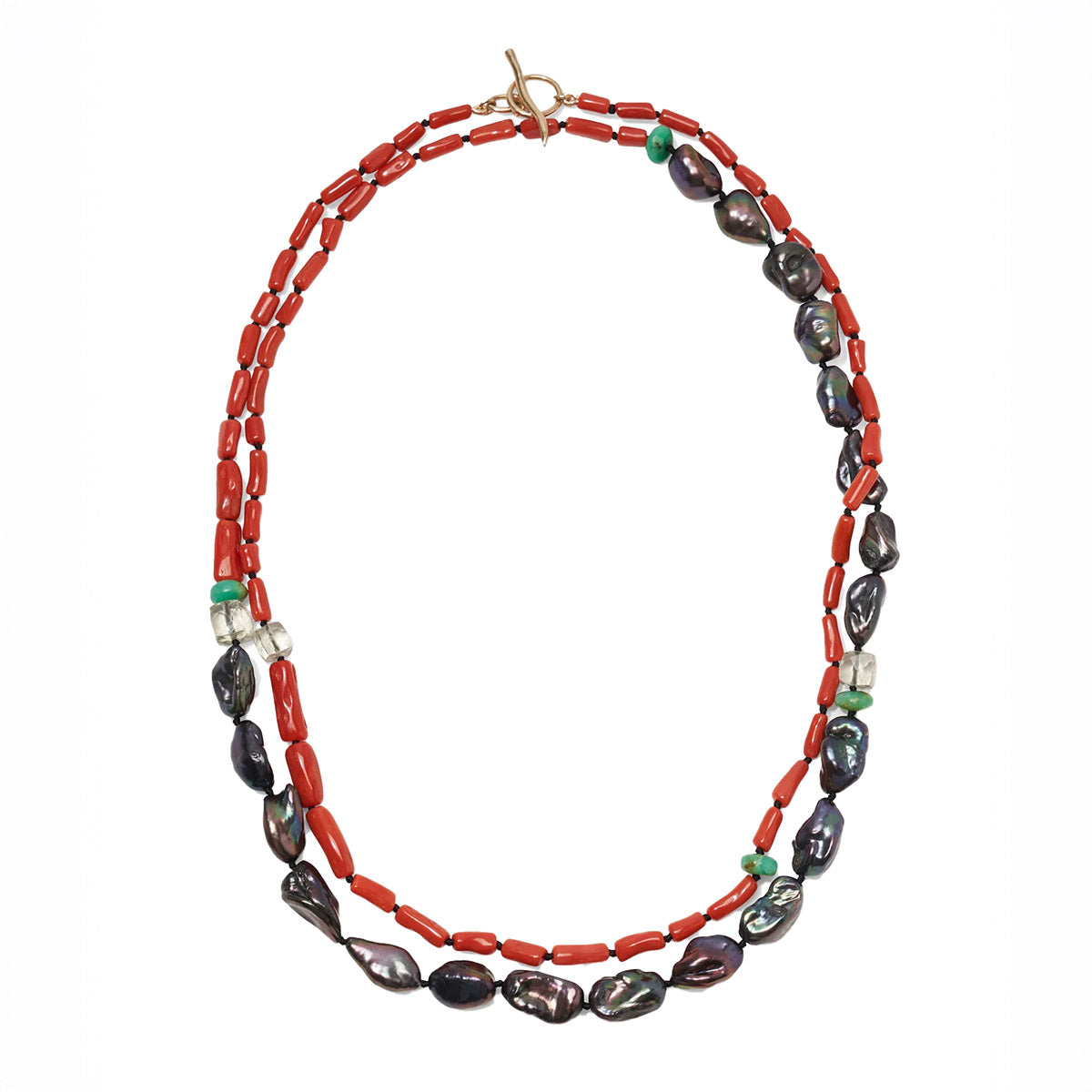 Cabana Necklace in Coral and Pearl