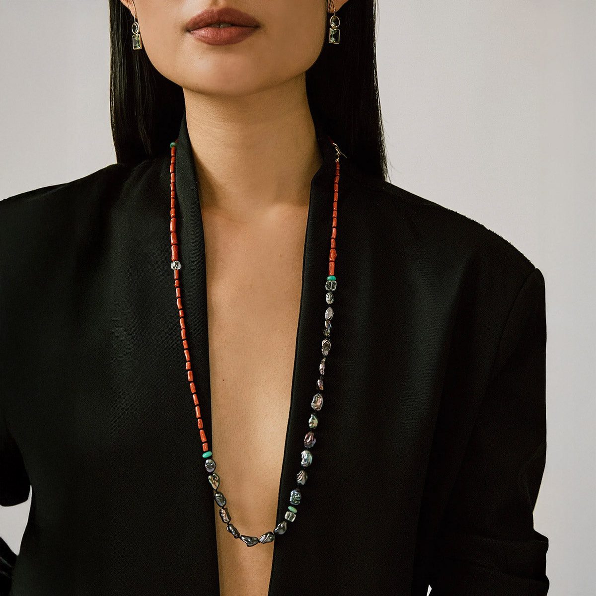 Cabana Necklace in Coral and Pearl