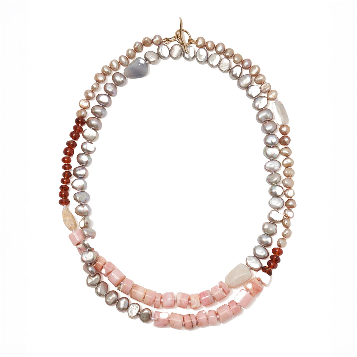 Cabana Necklace in Pink Opal and Pearl
