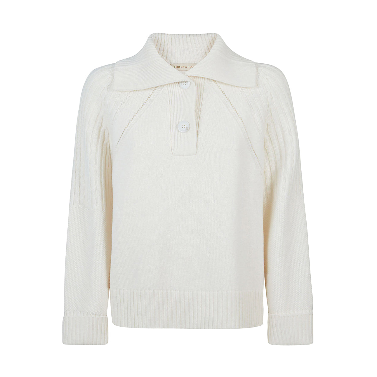 Collared Knit Pullover in Ivory