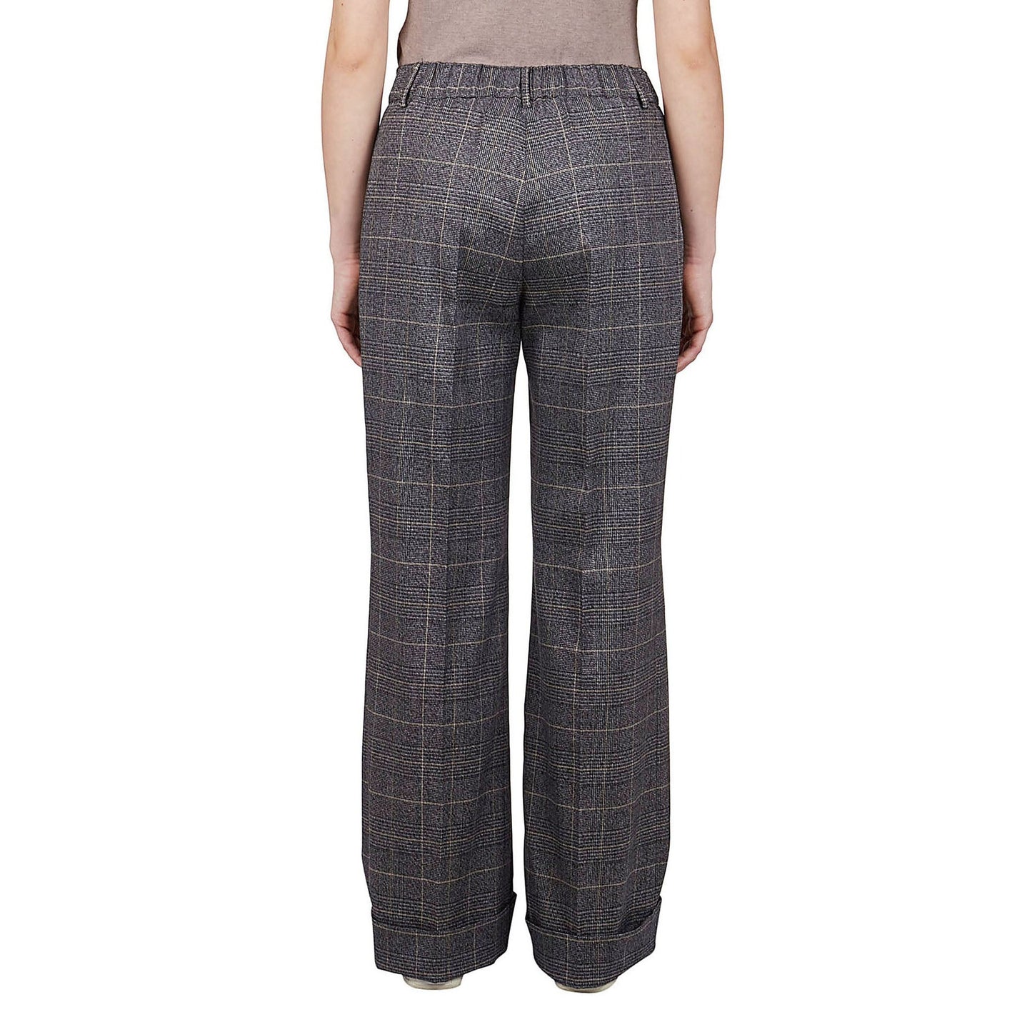 Straight Leg Plaid Cuffed Trouser