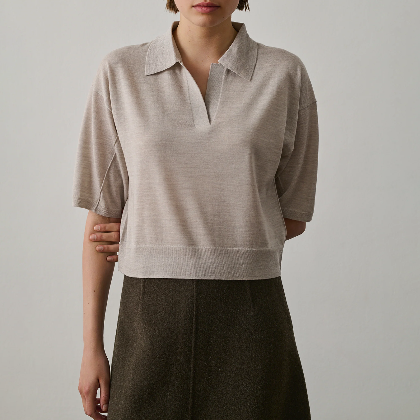 Elton Polo Pullover in Off White