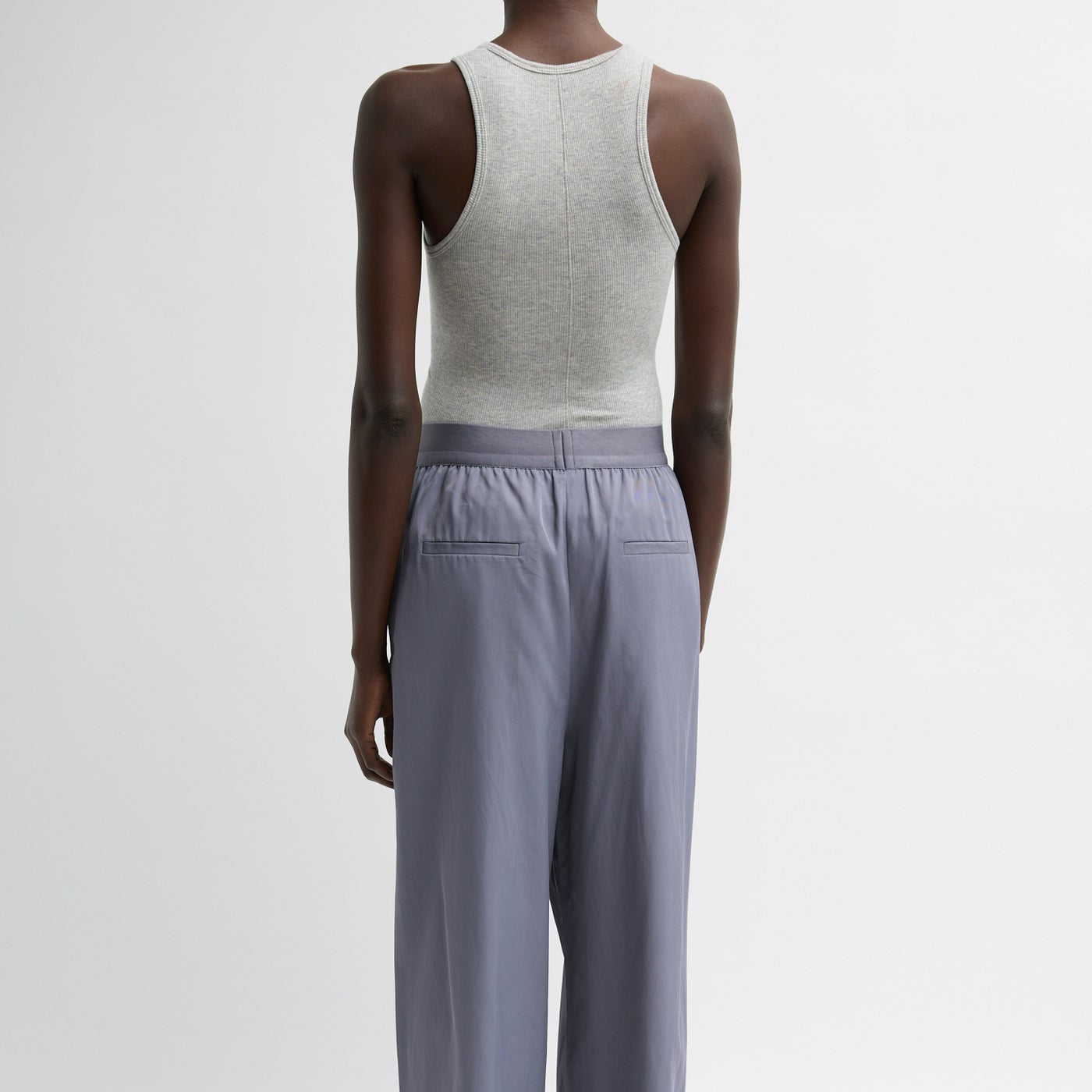 Circular Fine Rib Tank in Heather Grey