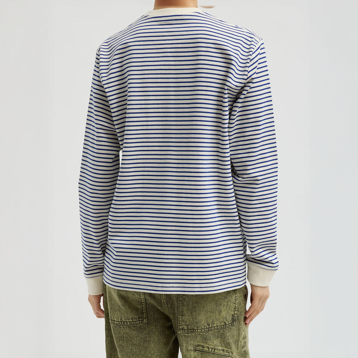 Striped Long Sleeve Tee in Blue and White