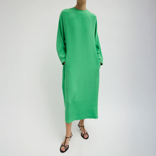 Silk Cocoon Dress in Green