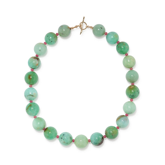 Chrysoprase Necklace with Rubies