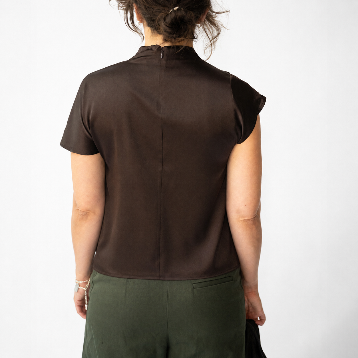 Davina Silk Top in Earth