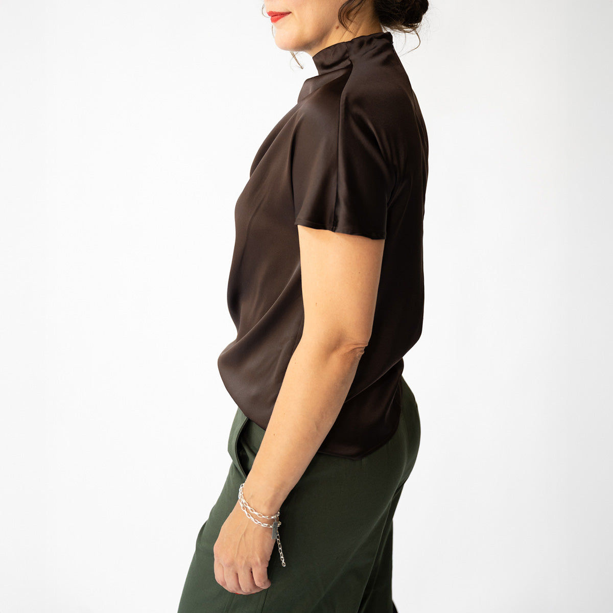 Davina Silk Top in Earth