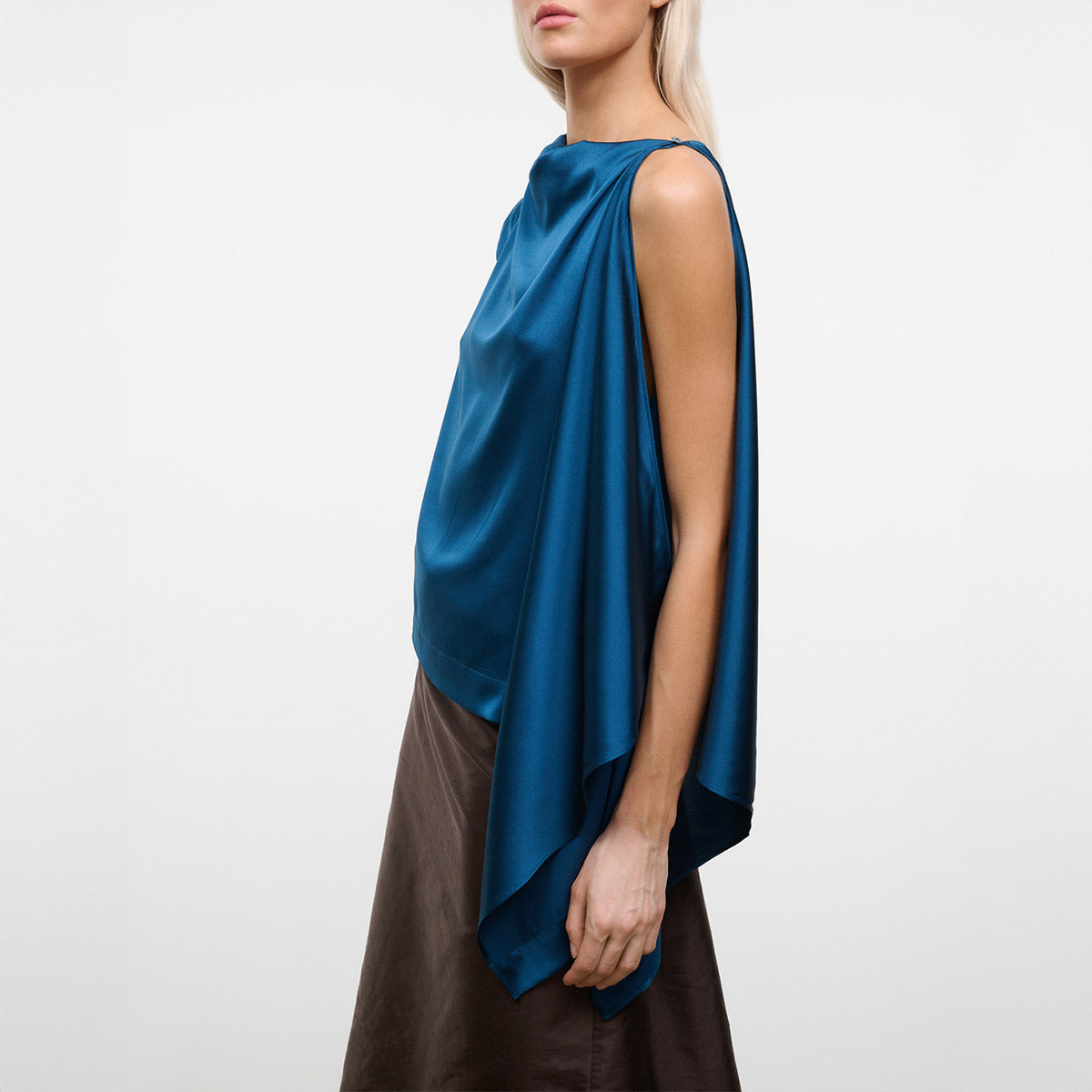 Sabina Silk Top in Harbor