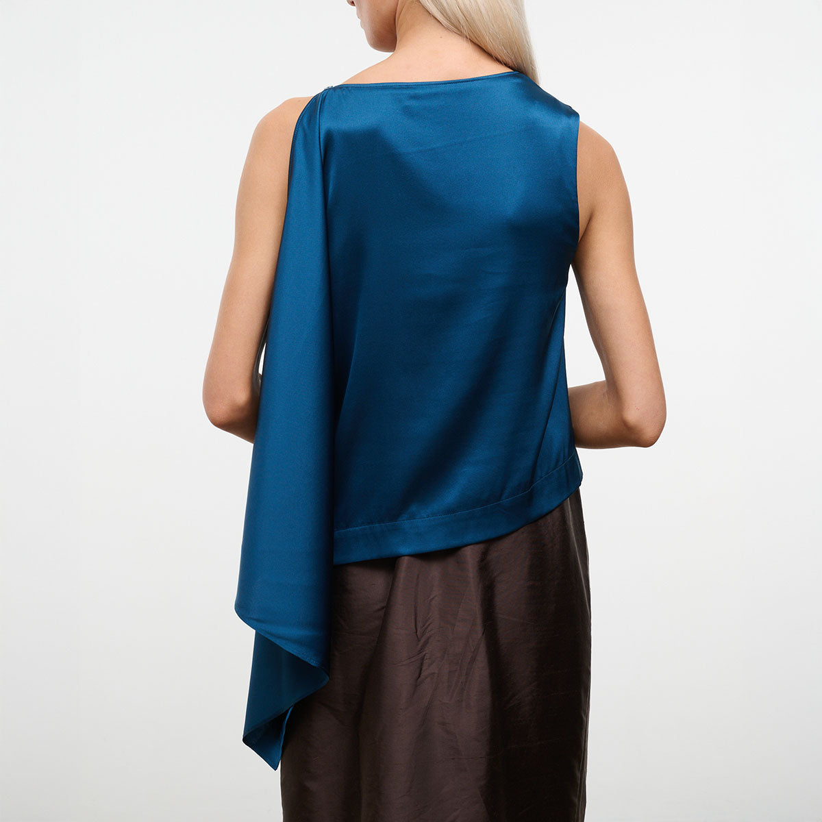 Sabina Silk Top in Harbor