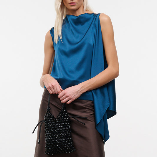 Sabina Silk Top in Harbor