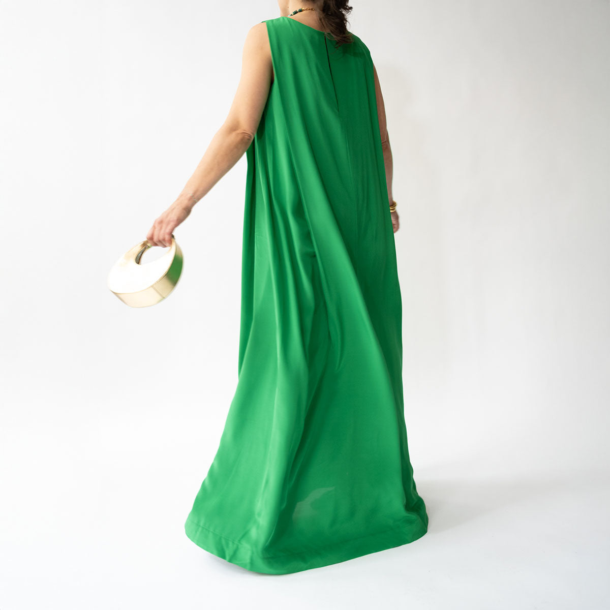 STAUD, Dalia Silk Dress in Kelly, Size Medium
