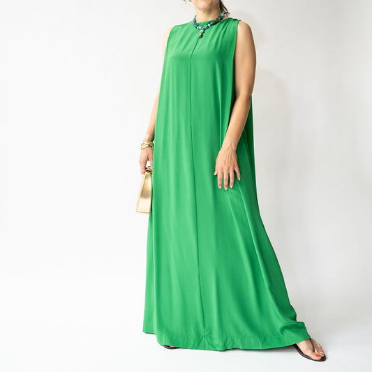 Dalia Silk Dress in Kelly Green