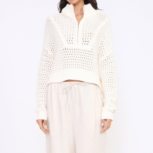 Cropped Hampton Sweater in Ivory