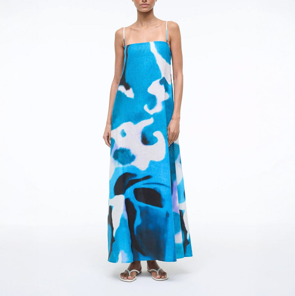 Laura Linen Dress in Blue Haze