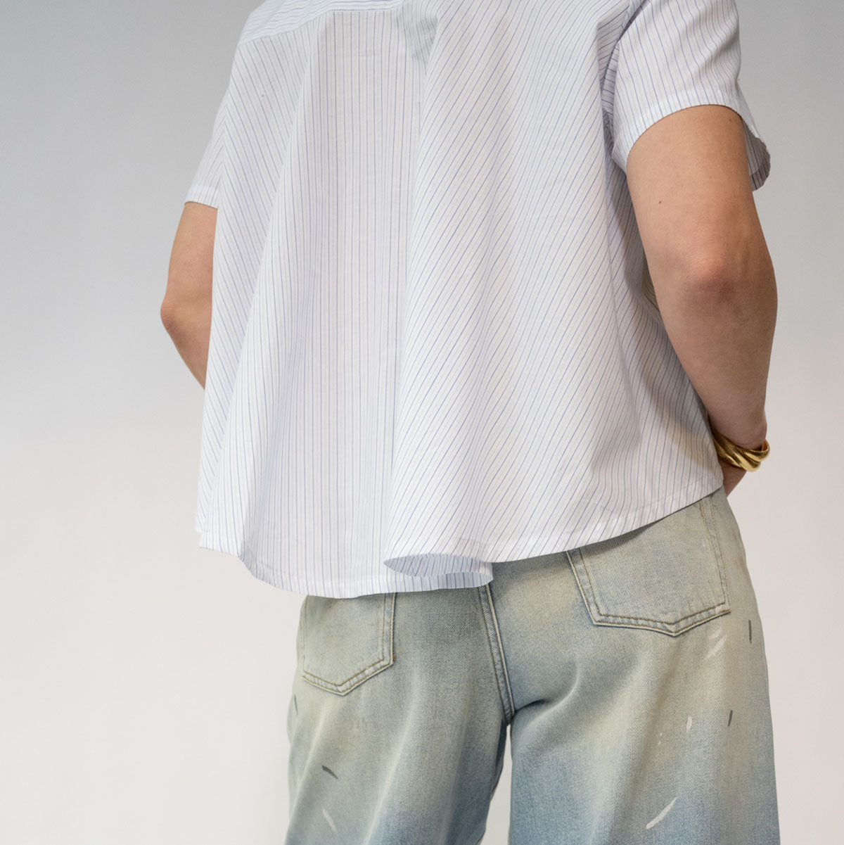 The Crew Shirt in White Pinstripe