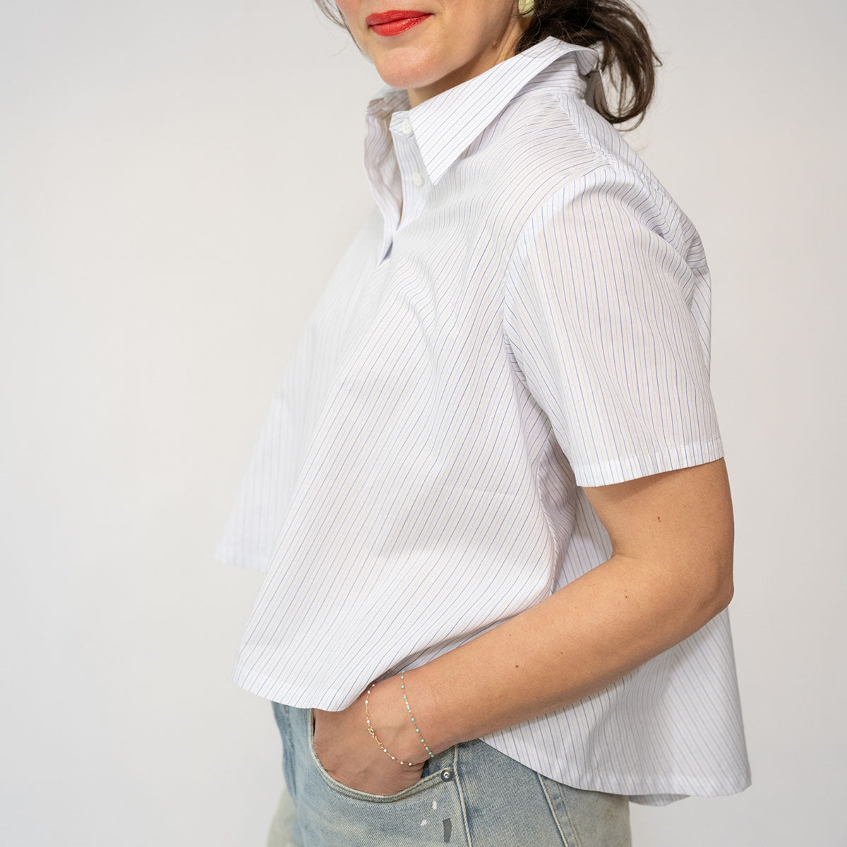The Crew Shirt in White Pinstripe