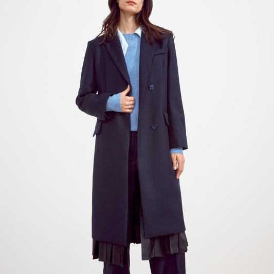 Gramercy Pleated Coat in Navy