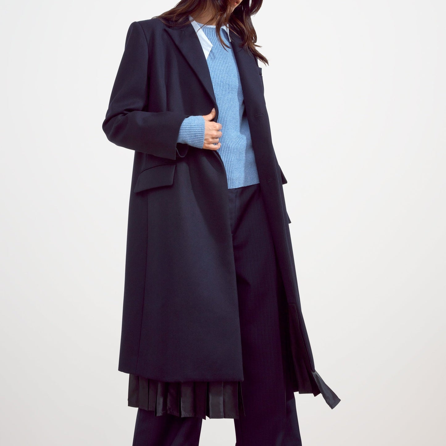 Gramercy Pleated Coat in Navy