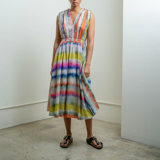 Day Dress in Ikat Stripe
