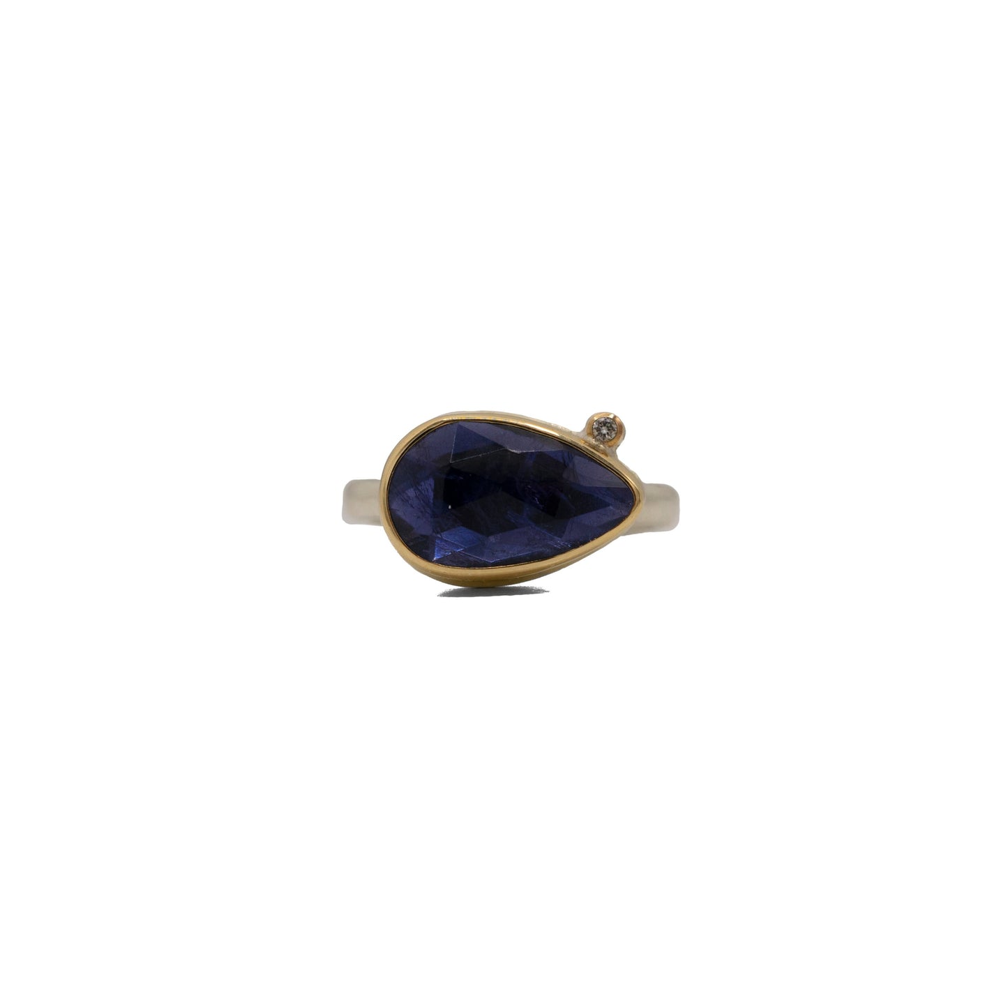 Rose Cut Iolite Teardrop Ring