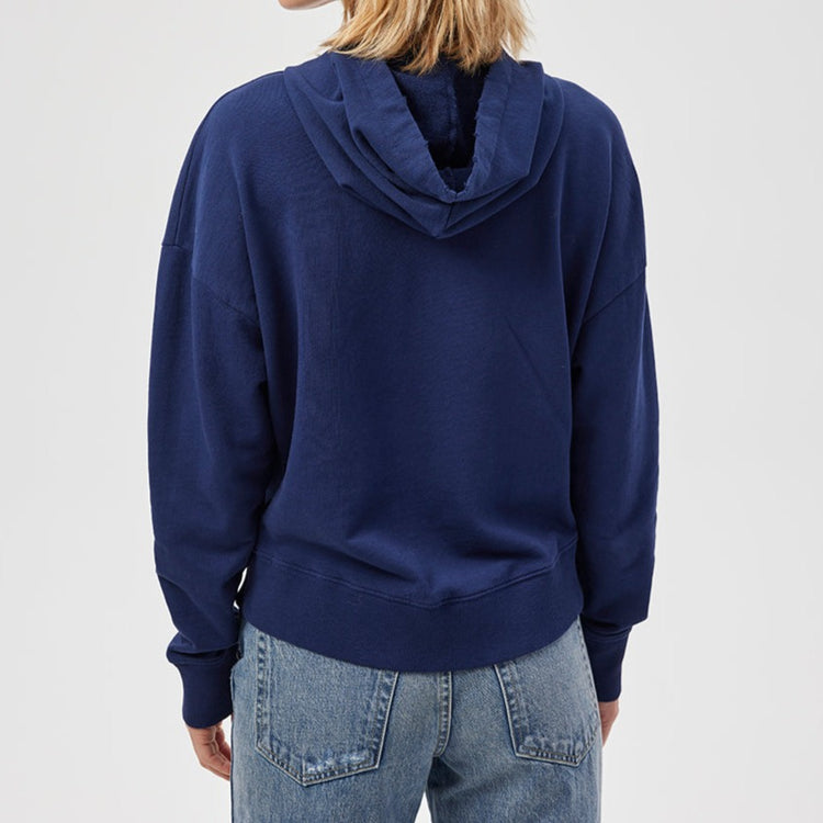 French Terry Curved Hoodie in Neptune