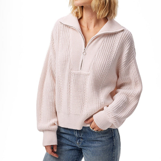 Shannon Quarter Zip in Shell Pink