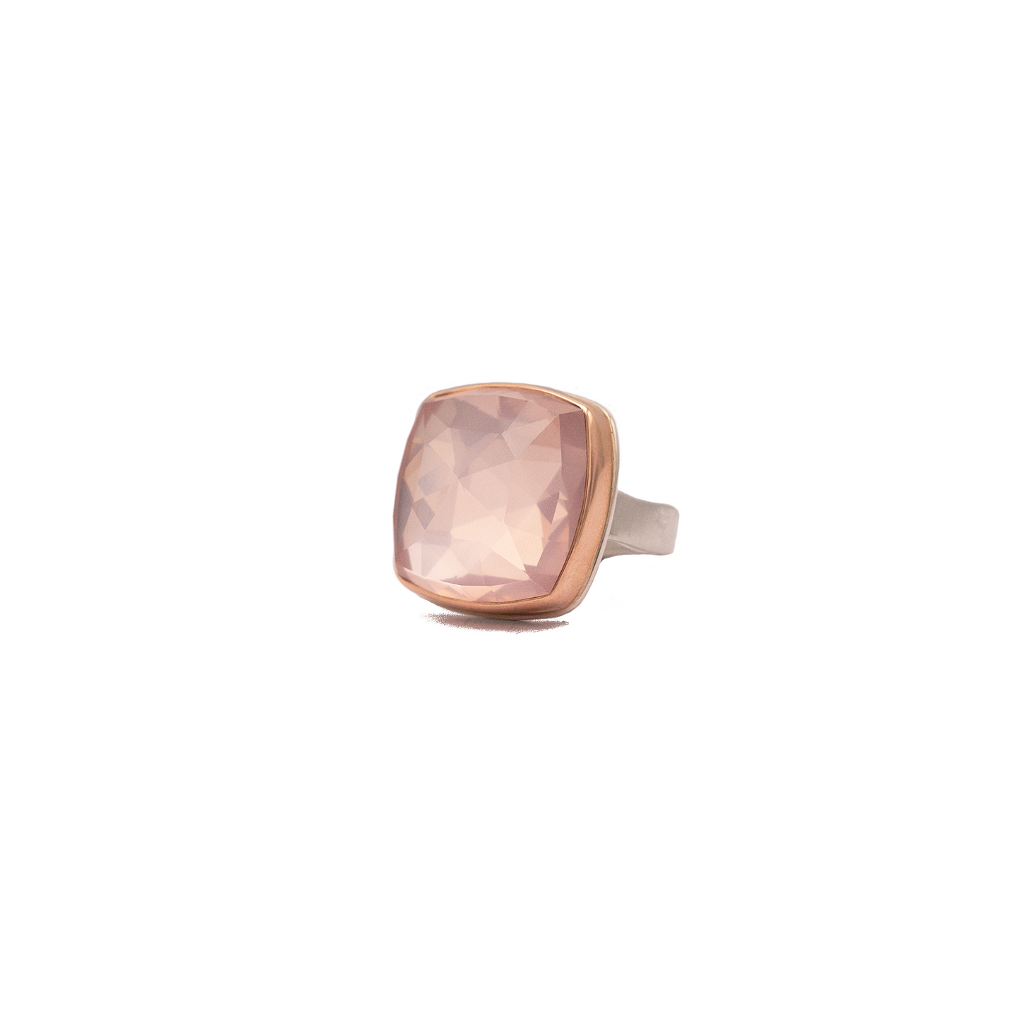 Rose Cut Rose Quartz Square Ring