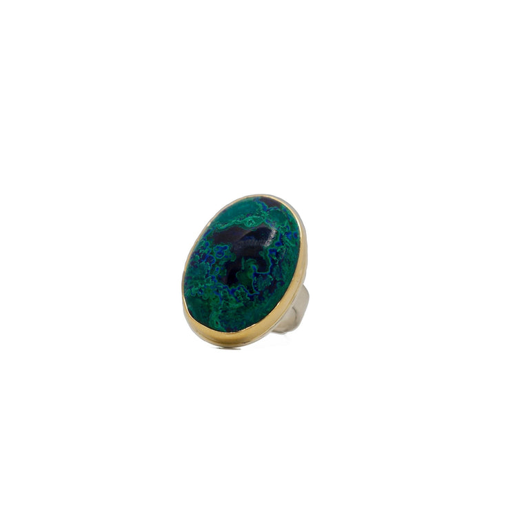 Chrysocolla Azurite Malachite Oval Ring