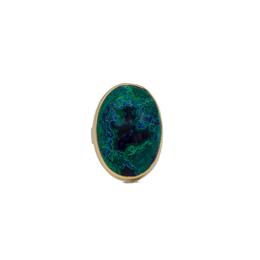 Chrysocolla Azurite Malachite Oval Ring