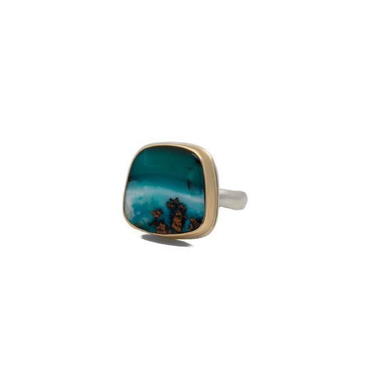Indonesian Blue Opalized Wood Ring