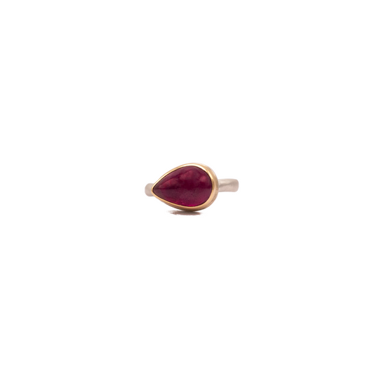 Small African Ruby Teardrop Ring