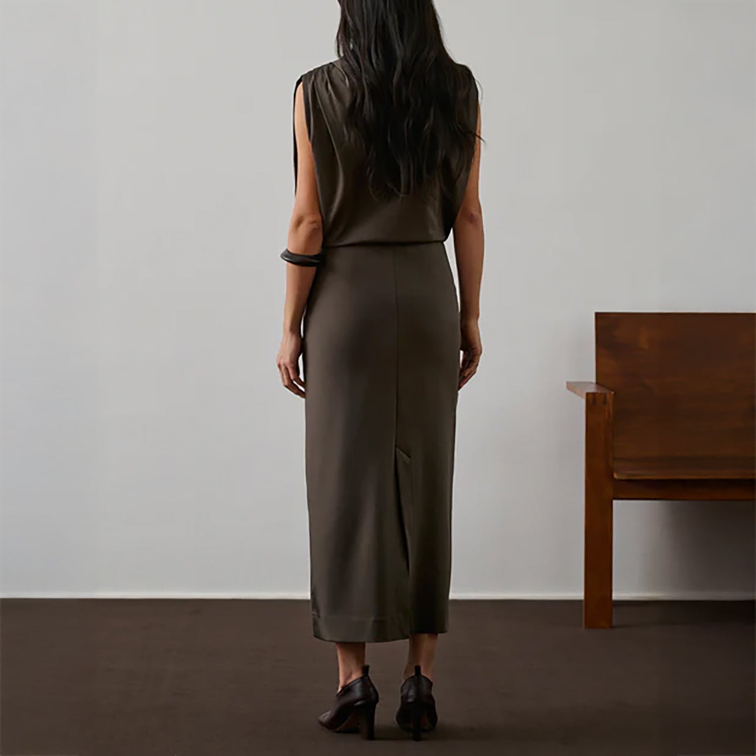 Gemma Dress in Taupe Brown