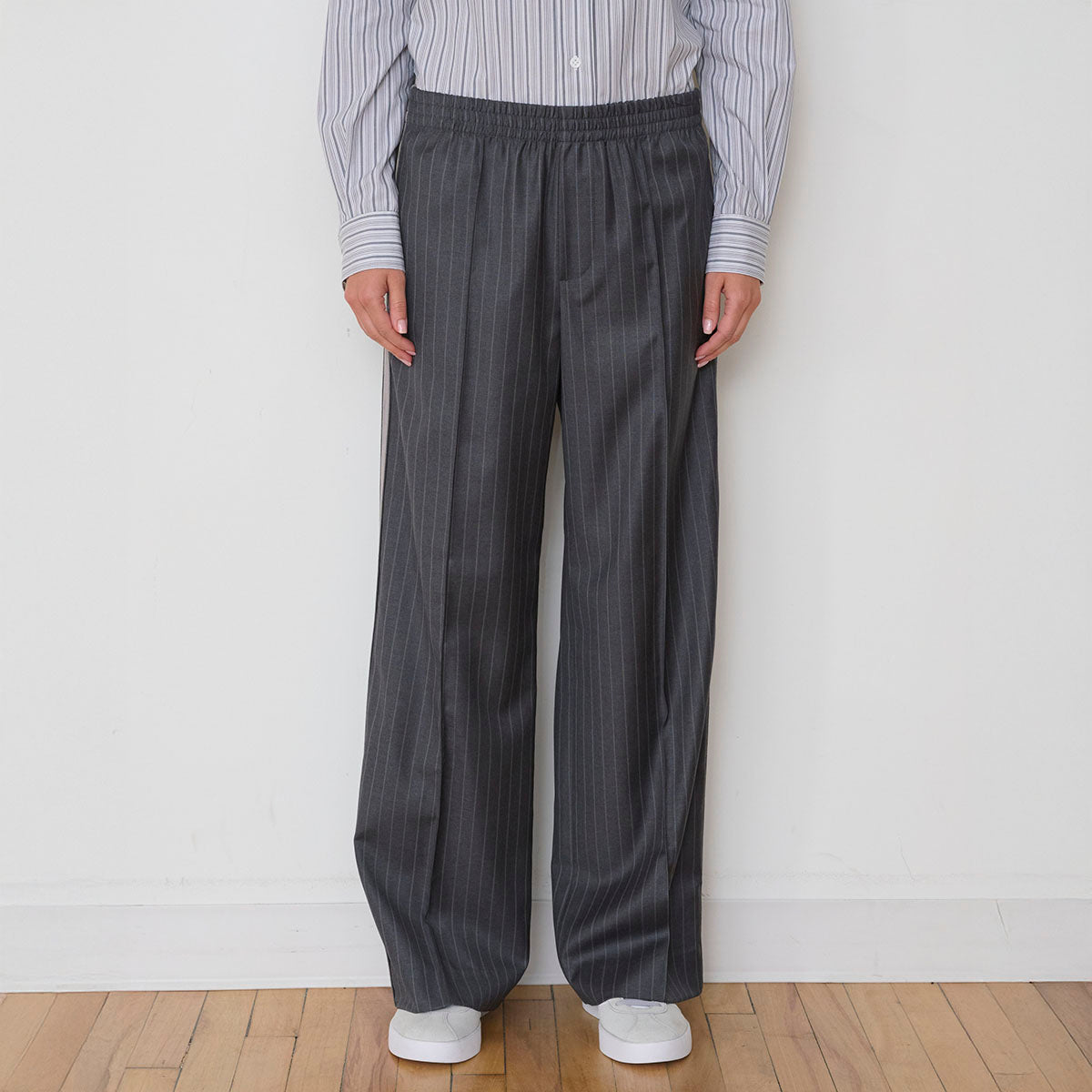 Chaplin Trouser in Grey Pinstripe