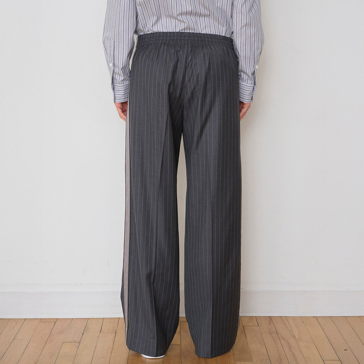 Chaplin Trouser in Grey Pinstripe