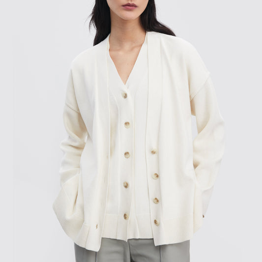 Veloute Double Cardigan in Creme