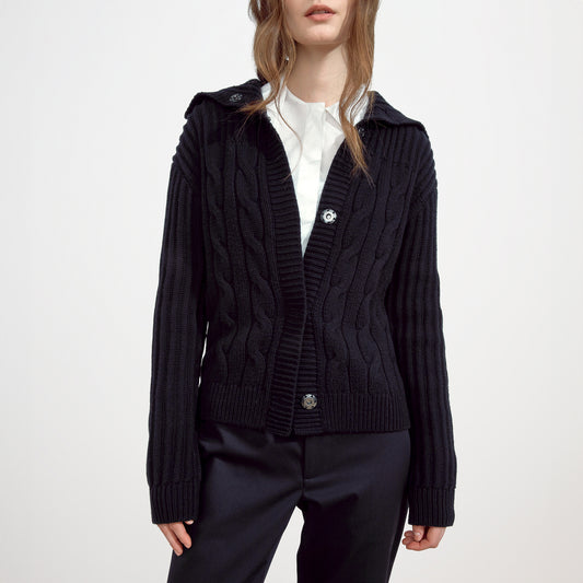 University Knit Cardigan in Black