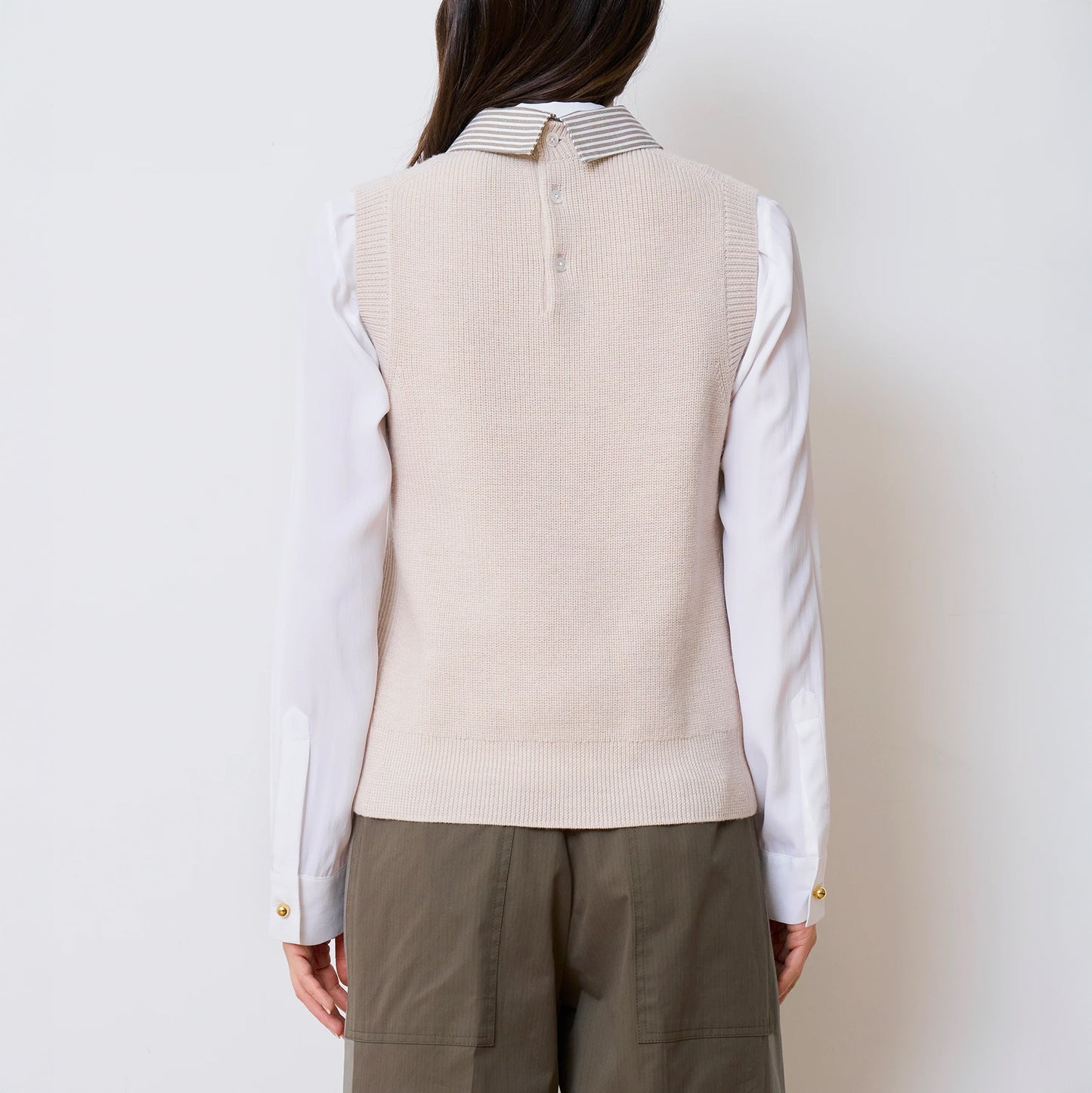 The School Vest in Beige Multi