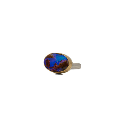 Opalized Wood Oval Ring