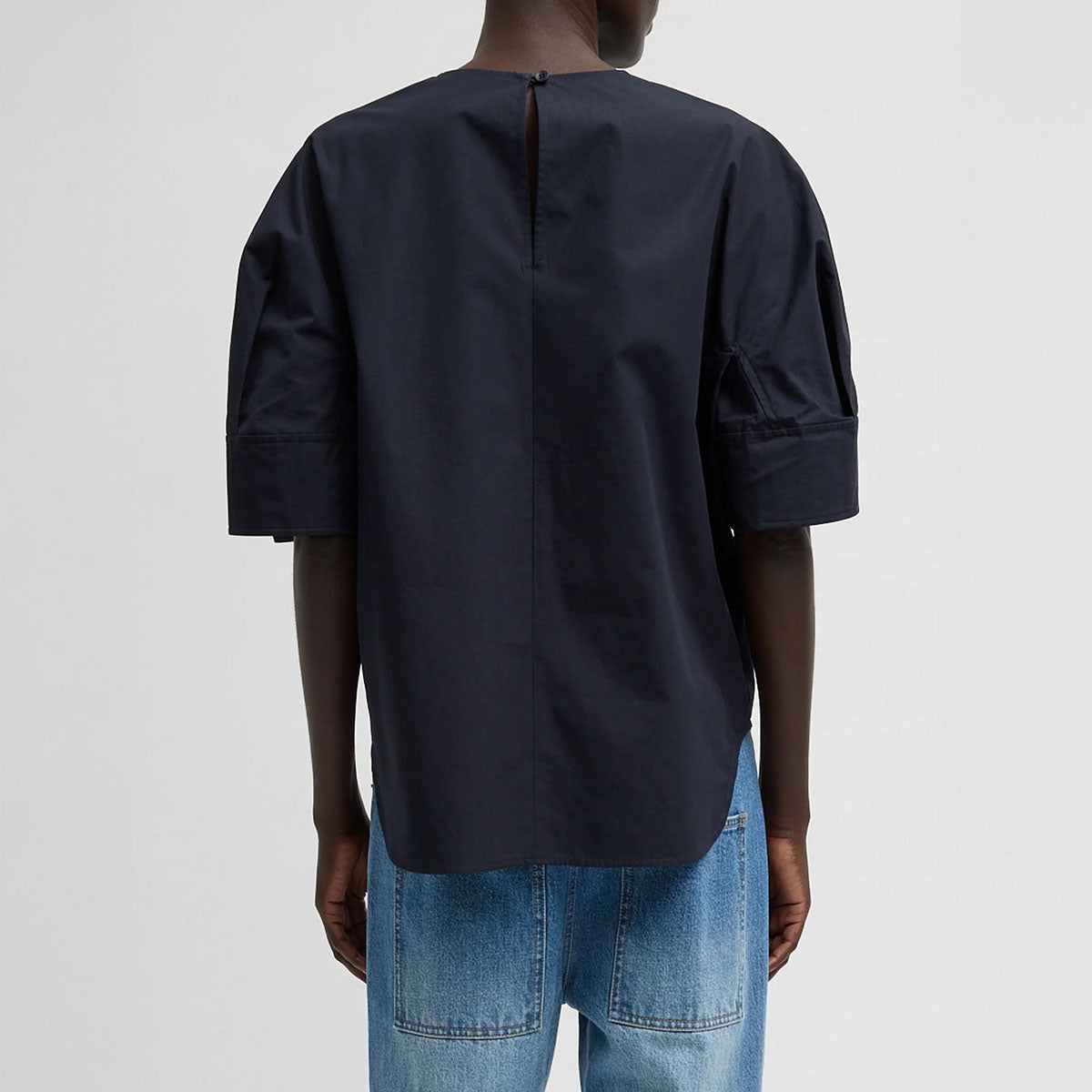 Reverse Sleeve Top in Navy