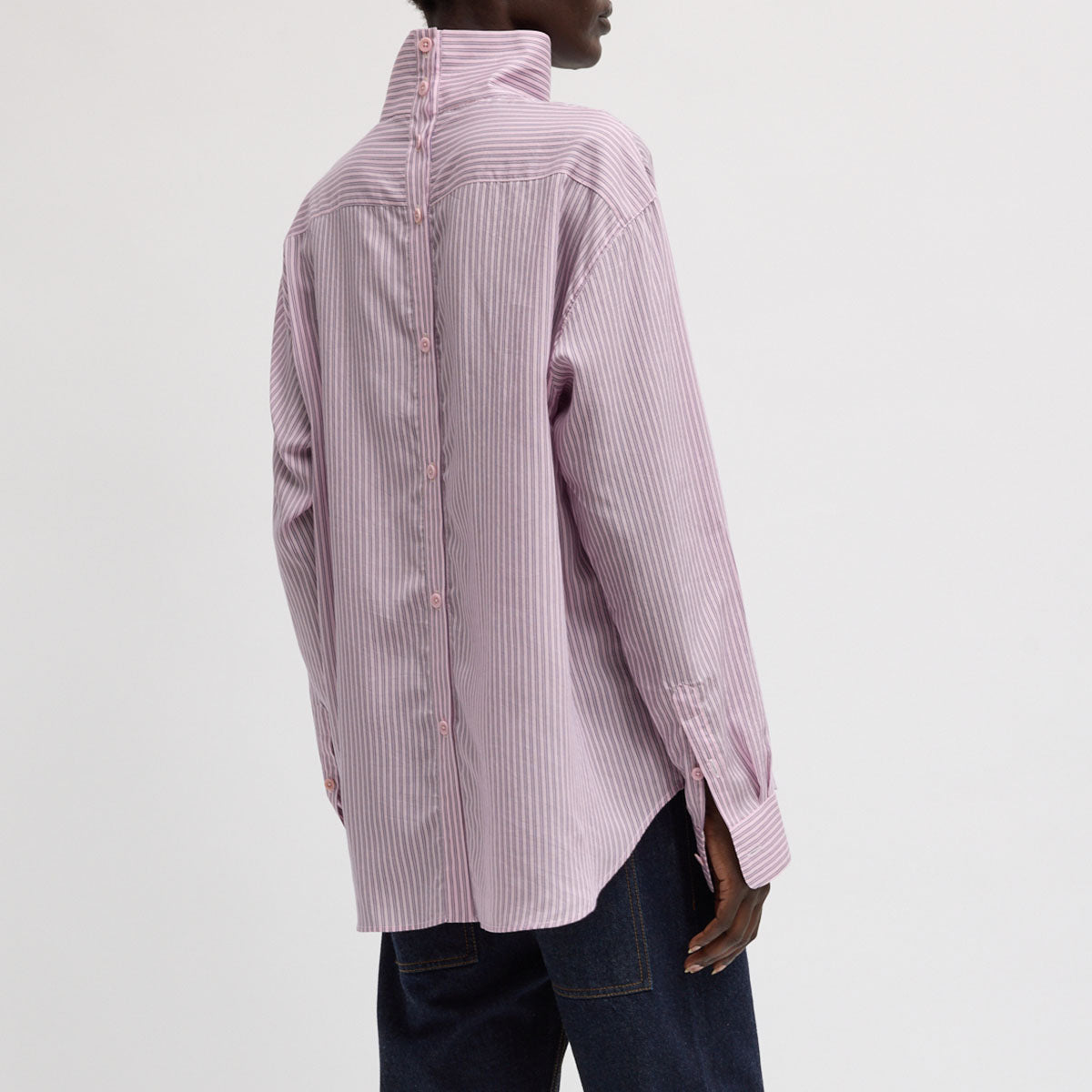 Funnel Neck Shirt in Pink Multi