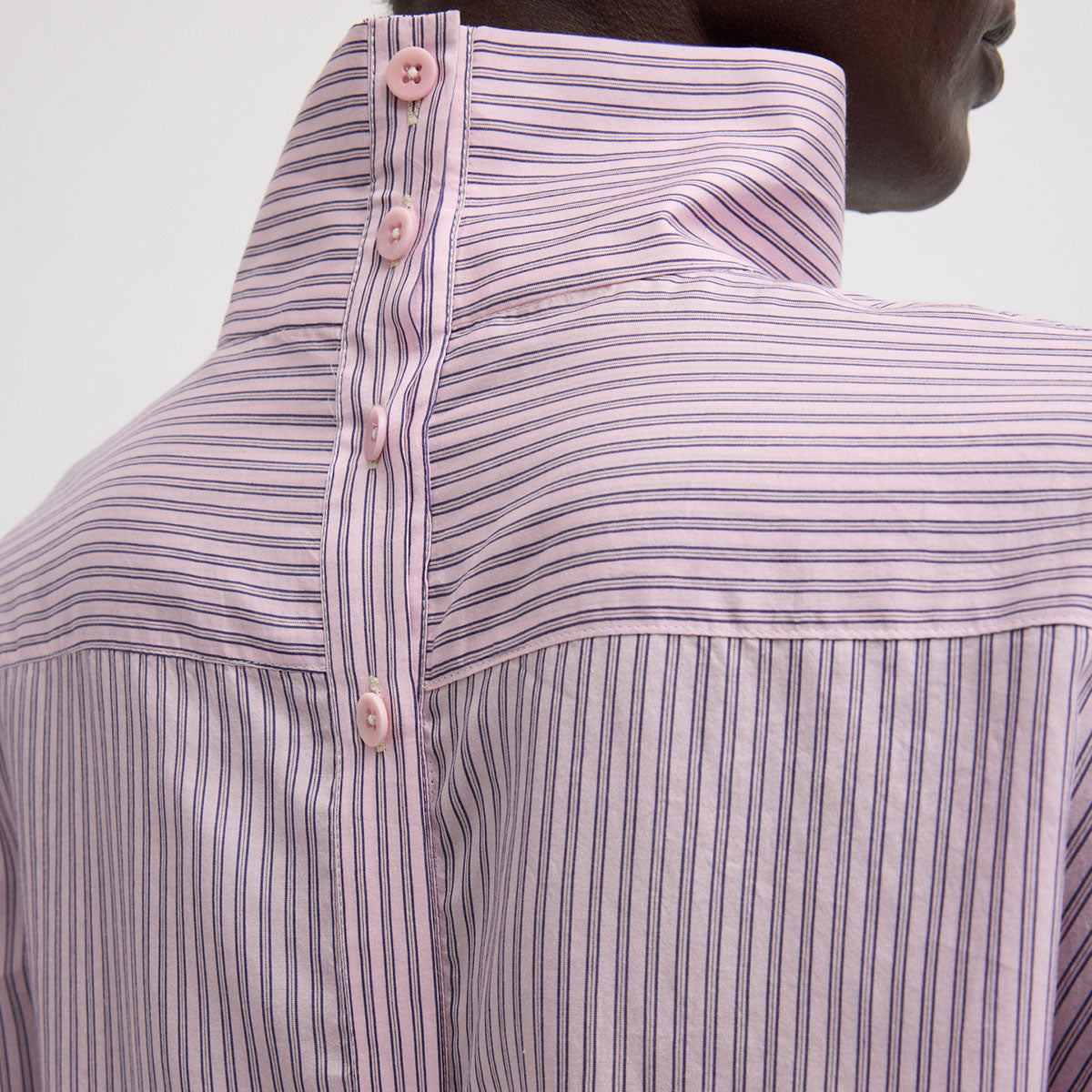Funnel Neck Shirt in Pink Multi