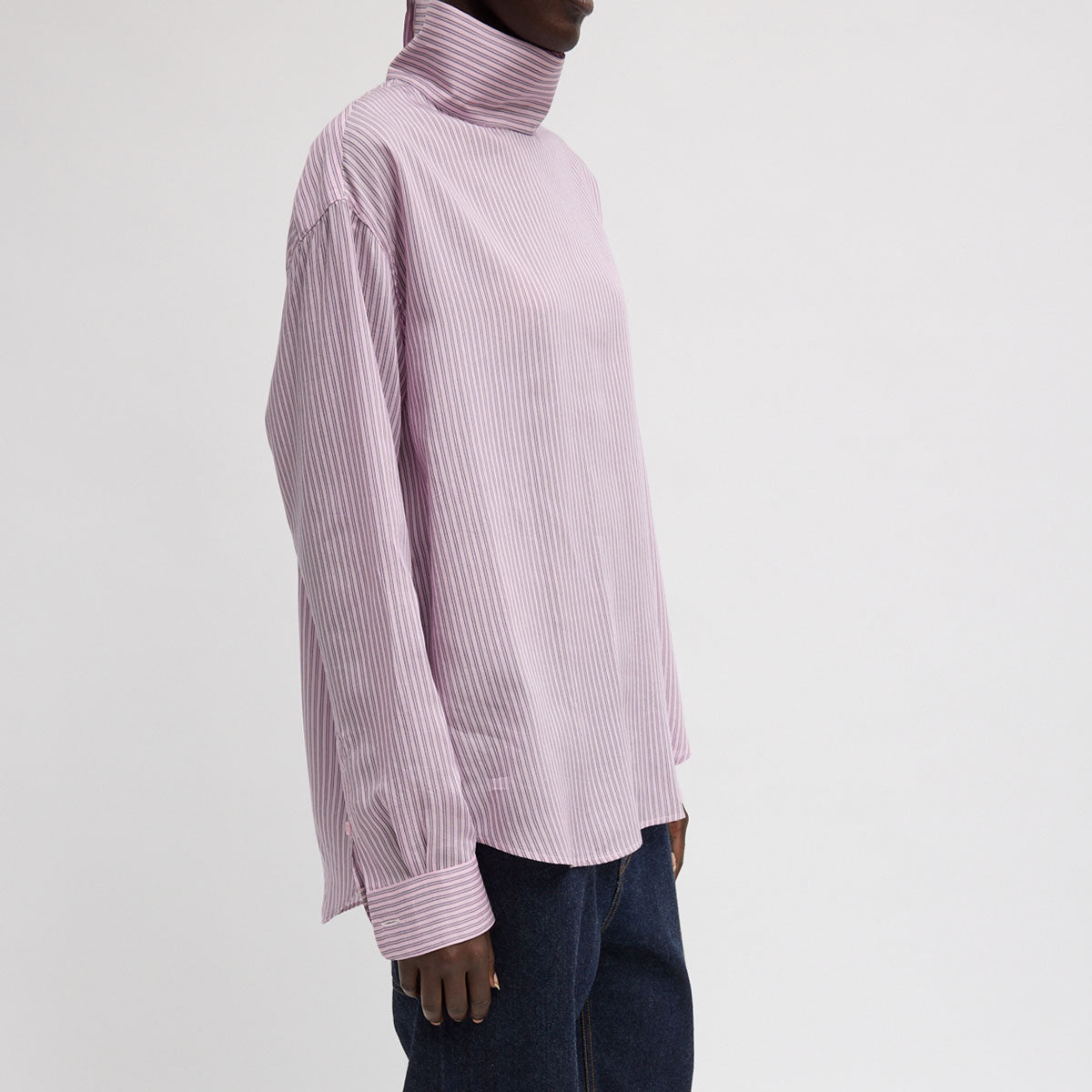Funnel Neck Shirt in Pink Multi
