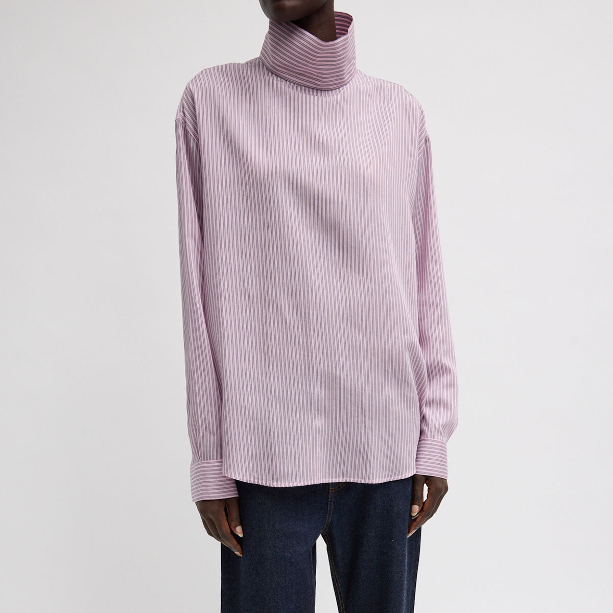 Funnel Neck Shirt in Pink Multi