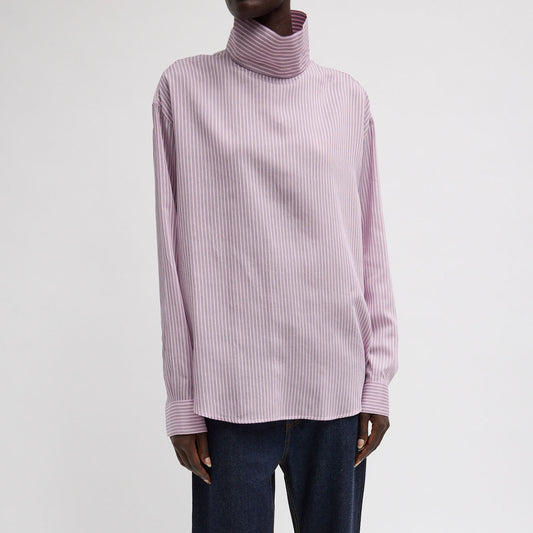 Funnel Neck Shirt in Pink Multi