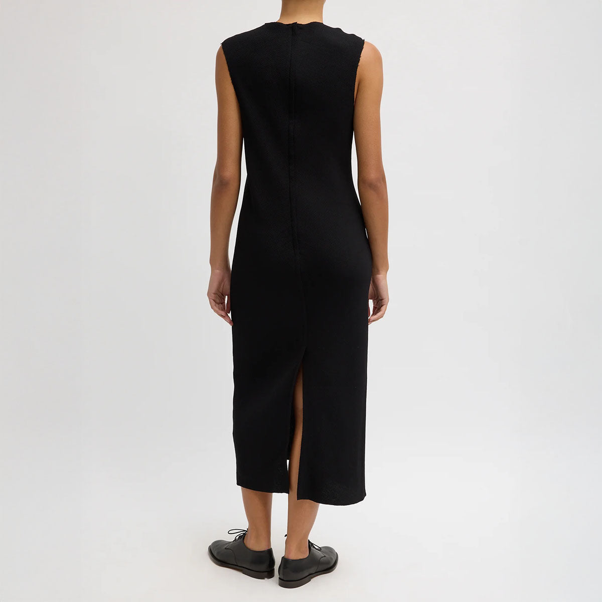 Plisse Bias Dress in Black