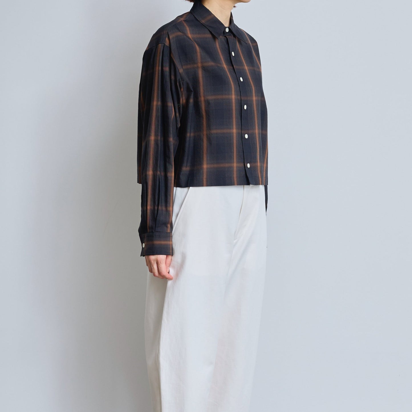 Sara Plaid Button Up in Brown