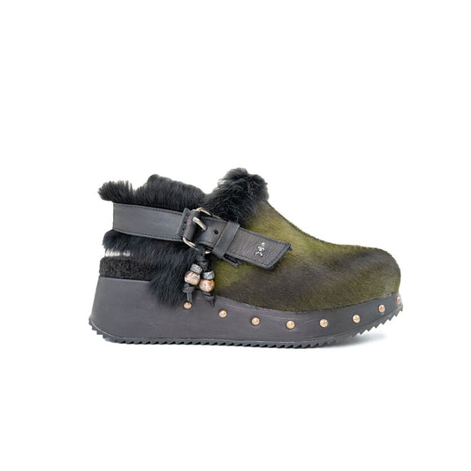 Studded Fur Clog in Pony